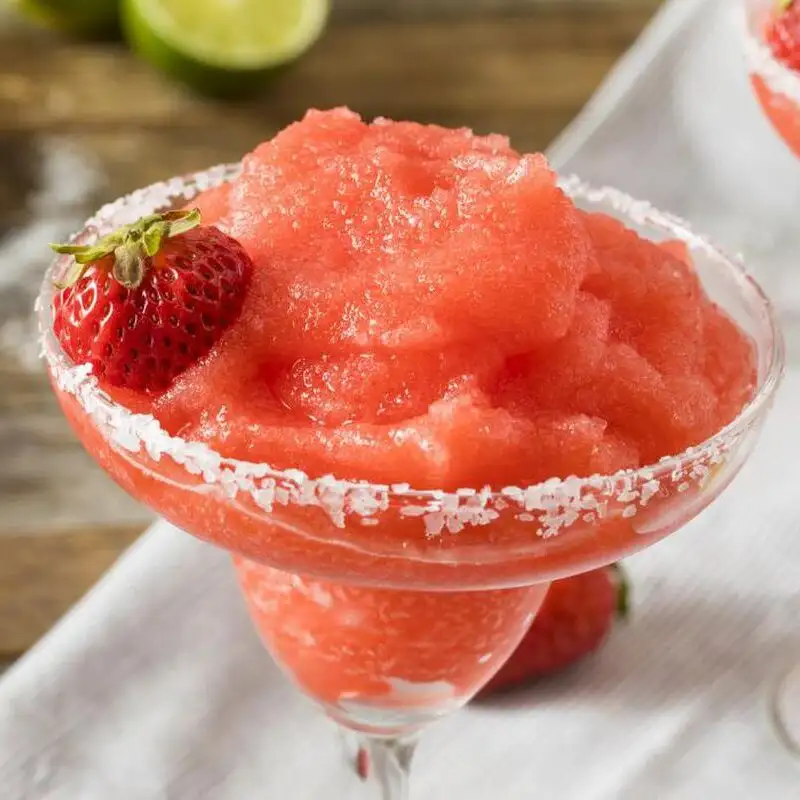 White rum, simple syrup, lime juice (flavors: raspberry, passion fruit, mango, strawberry, litchi)