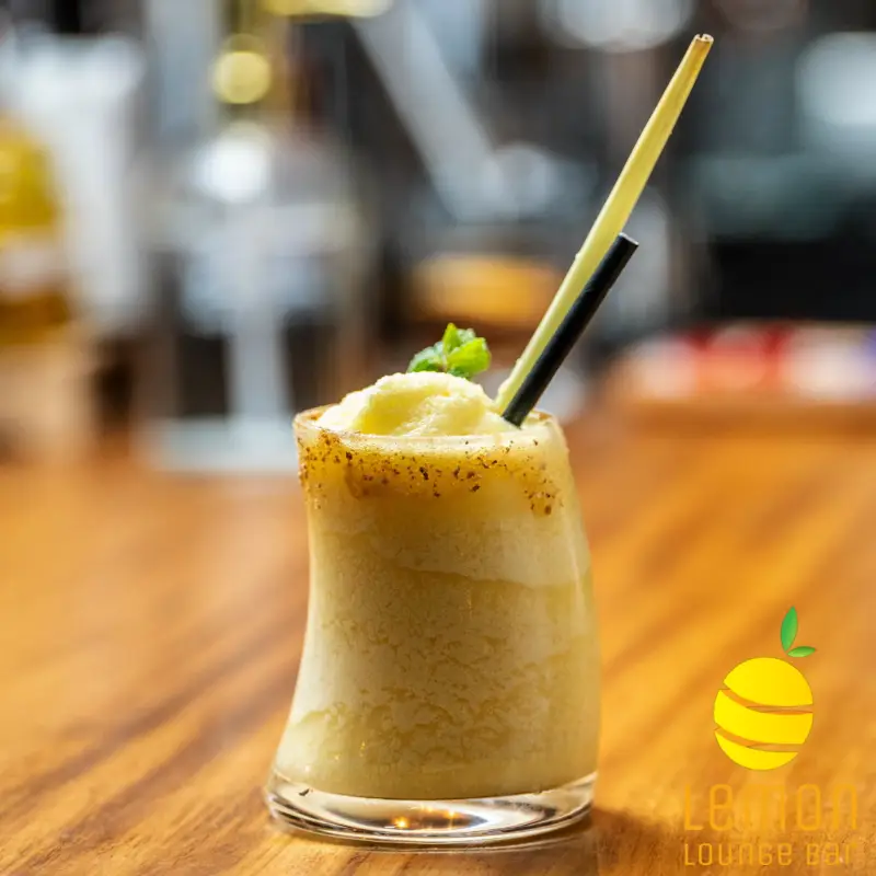 Organic House Cocktail: Stolichnaya vodka, lemon syrup, coconut cream, turmeric
