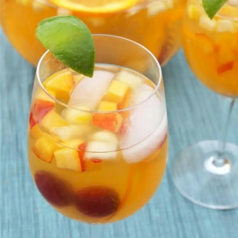 Cava, Cointreau, orange juice, fresh fruits